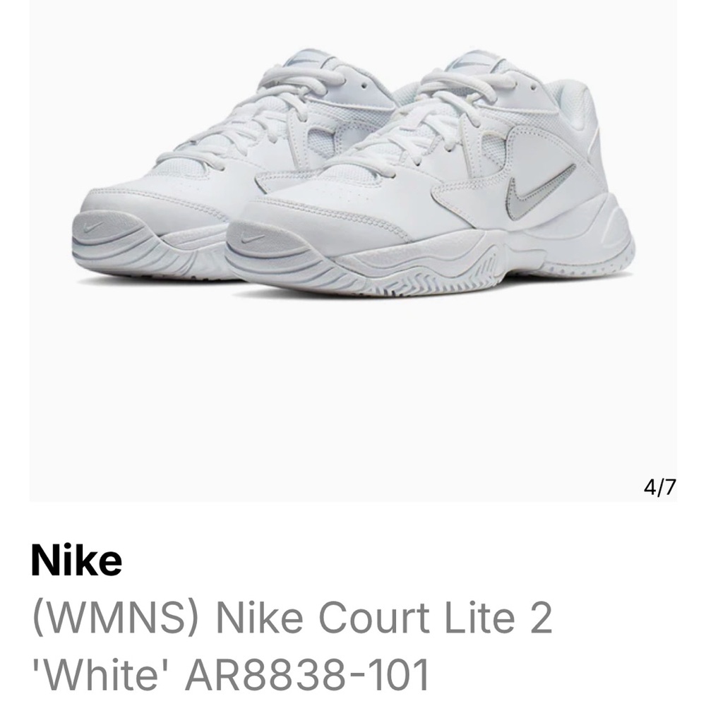 Gently worn Nike Women's Court Lite 2 White Tennis or Pickleball Shoes, size 7.5